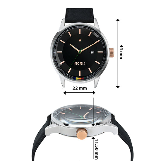 United Colors Of Benetton Black Round Dial Quartz Analog Men Watch Watch United Colors Of Benetton
