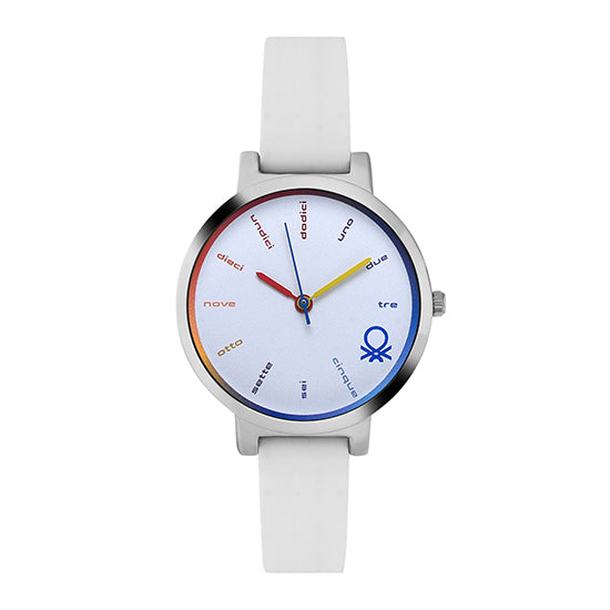United Colors of Benetton Signature White Dial Round Case Quartz Analo At JUST WATCHES