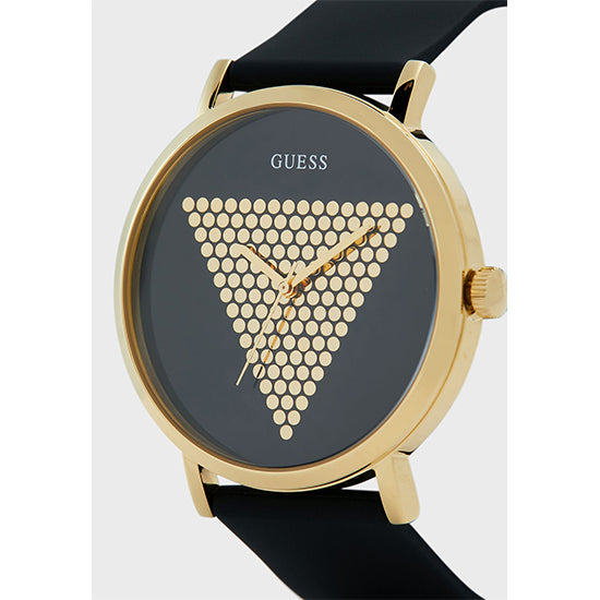 Guess Imprint Gold Round Dial Analog Men Watch Watch Guess